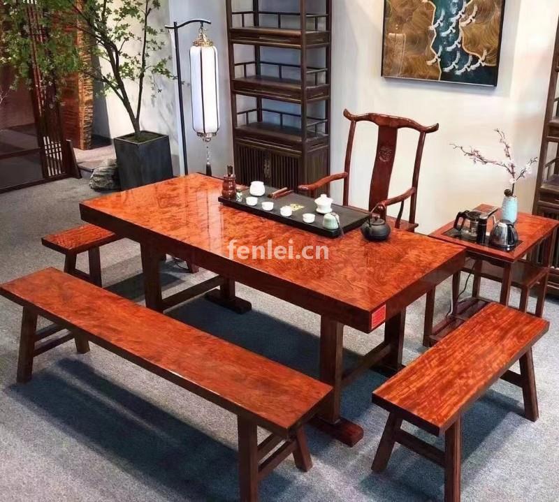 德州特色胡桃木茶桌 厂家直供原木巴西花梨
